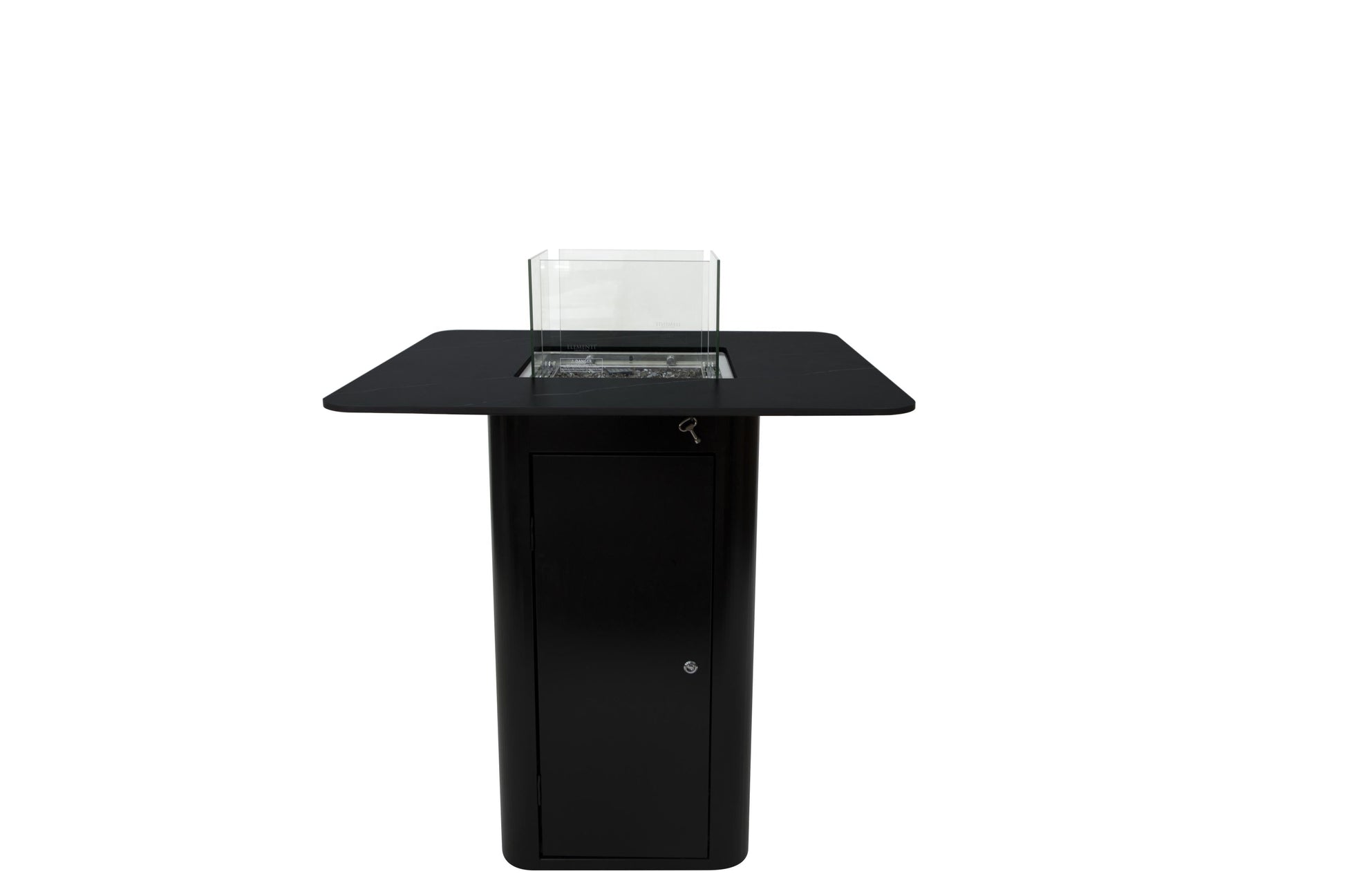 Elementi Plus Koln 39" Bulgaria Black Marble Porcelain Liquid Propane Bar Table