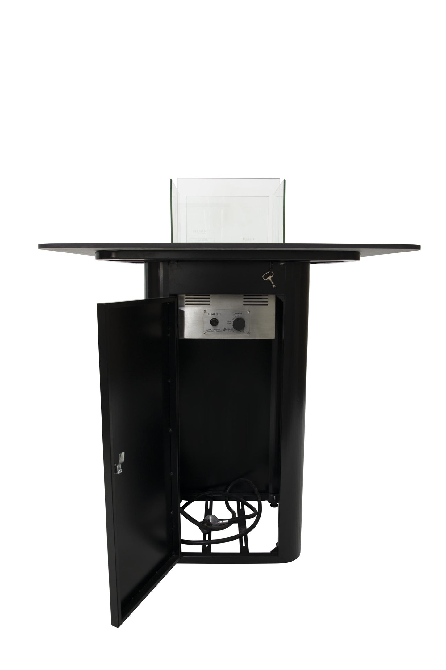 Elementi Plus Koln 39" Bulgaria Black Marble Porcelain Liquid Propane Bar Table