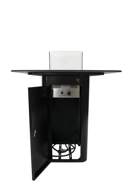 Elementi Plus Koln 39" Bulgaria Black Marble Porcelain Liquid Propane Bar Table