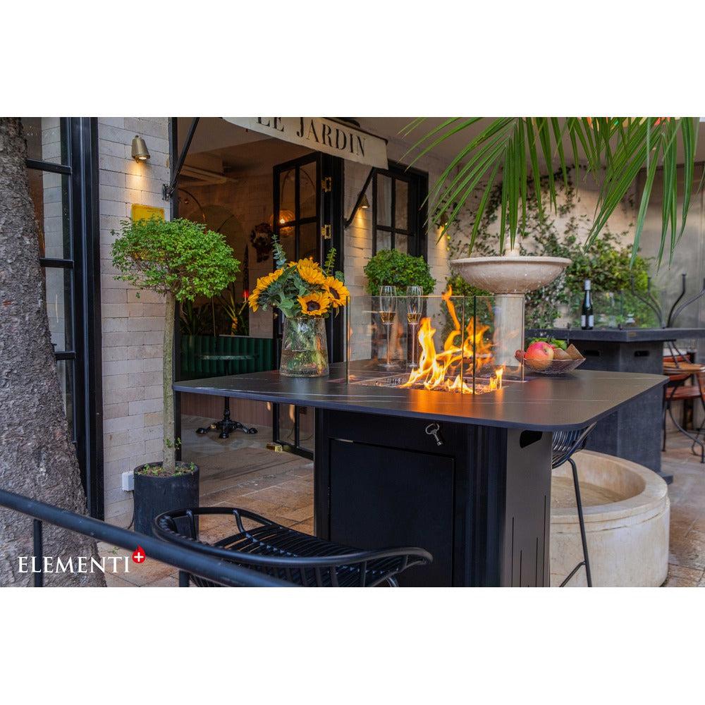 Elementi Plus Koln 39" Bulgaria Black Marble Porcelain Liquid Propane Bar Table
