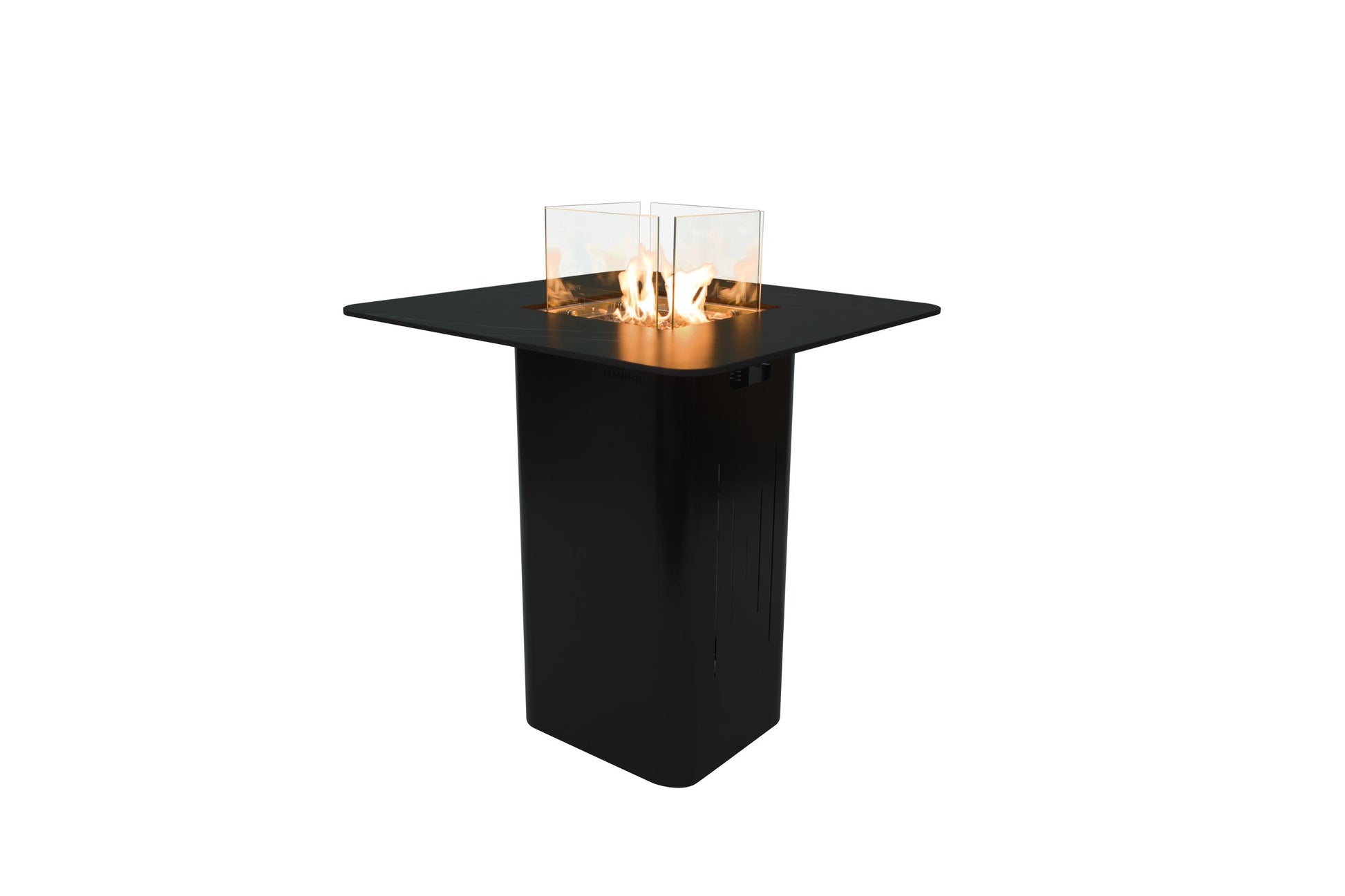 Elementi Plus Koln 39" Bulgaria Black Marble Porcelain Liquid Propane Bar Table