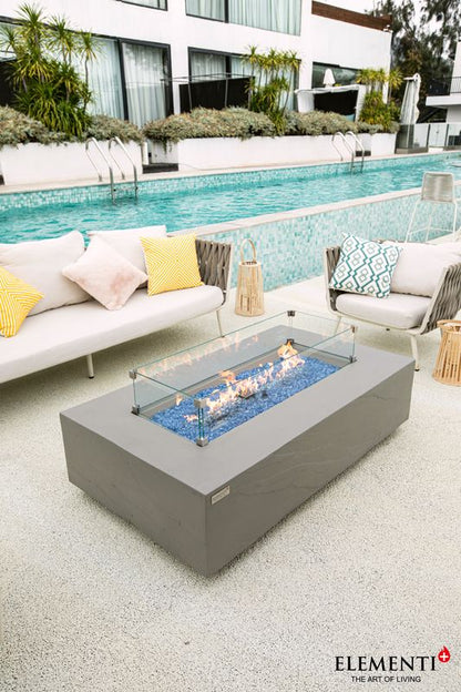 Elementi Plus Meteora 32" Rectangle Space Grey Concrete Natural Gas Sandstone Fire Table