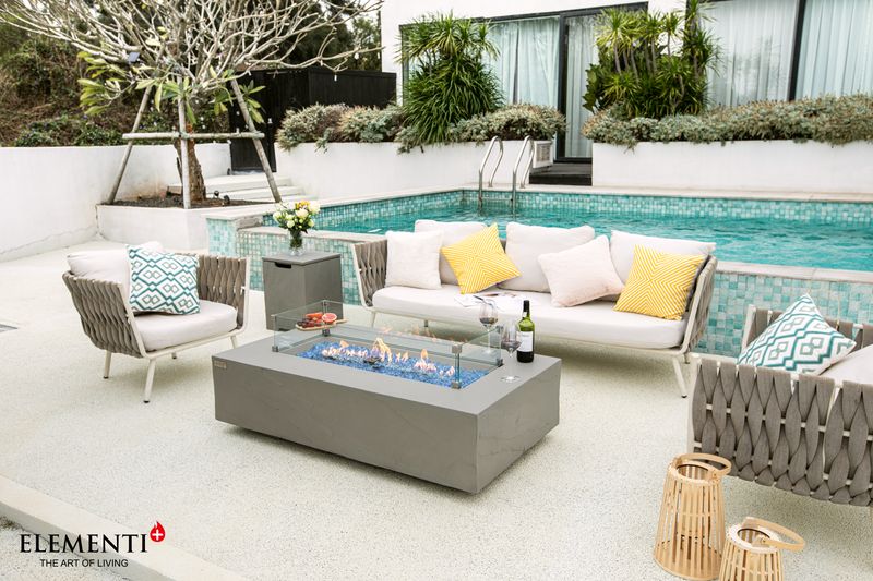 Elementi Plus Meteora 32" Rectangle Space Grey Concrete Natural Gas Sandstone Fire Table