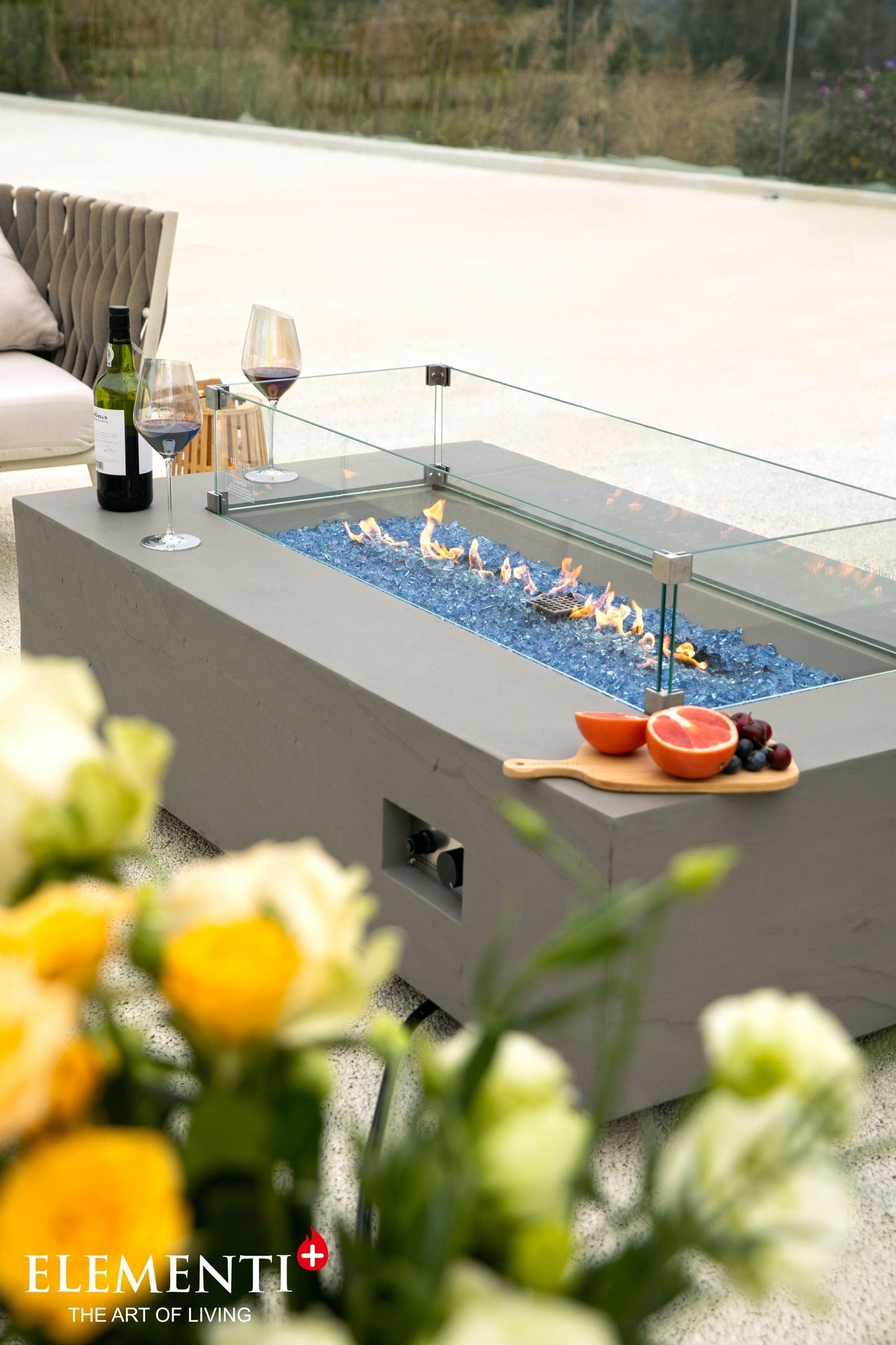 Elementi Plus Meteora 32" Rectangle Space Grey Concrete Natural Gas Sandstone Fire Table