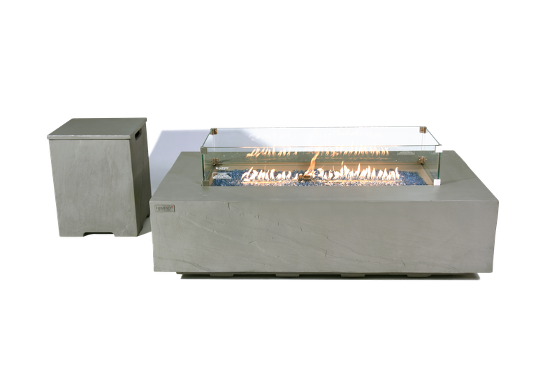 Elementi Plus Meteora 32" Rectangle Space Grey Concrete Natural Gas Sandstone Fire Table