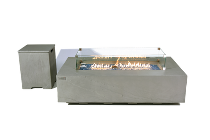 Elementi Plus Meteora 32" Rectangle Space Grey Concrete Natural Gas Sandstone Fire Table