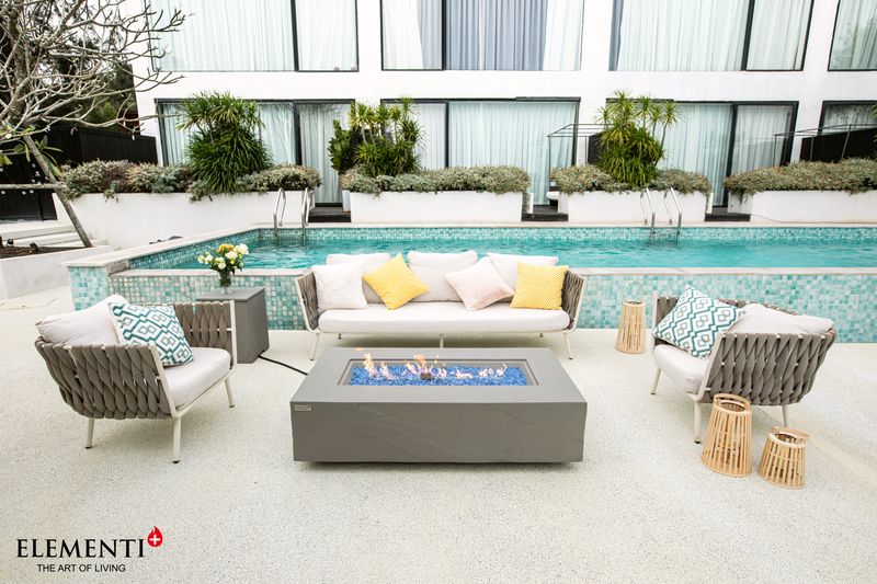 Elementi Plus Meteora 32" Rectangle Space Grey Concrete Natural Gas Sandstone Fire Table