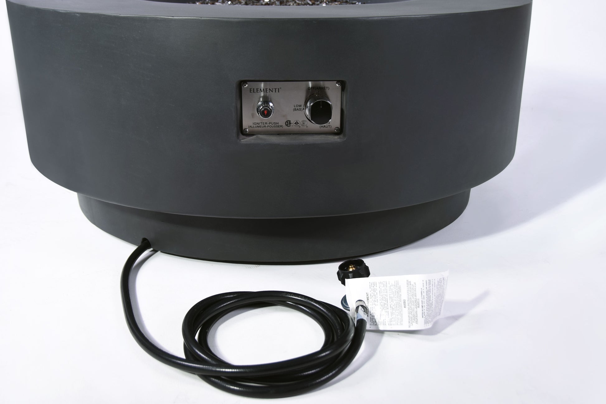 Elementi Plus Nimes 41" Round Dark Grey Concrete Liquid Propane Fire Table