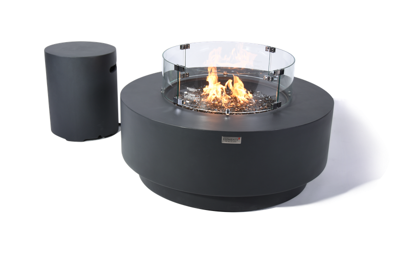 Elementi Plus Nimes 41" Round Dark Grey Concrete Liquid Propane Fire Table