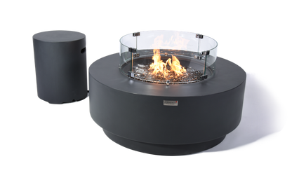 Elementi Plus Nimes 41" Round Dark Grey Concrete Liquid Propane Fire Table
