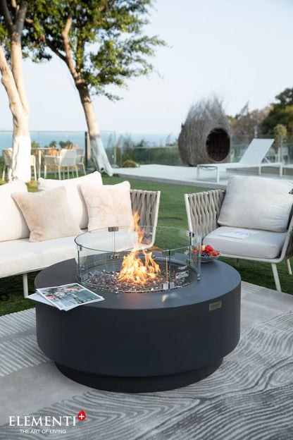 Elementi Plus Nimes 41" Round Dark Grey Concrete Liquid Propane Fire Table