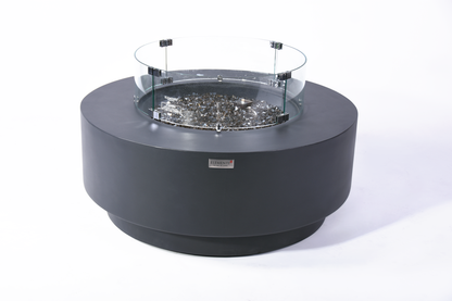 Elementi Plus Nimes 41" Round Dark Grey Concrete Natural Gas Fire Table