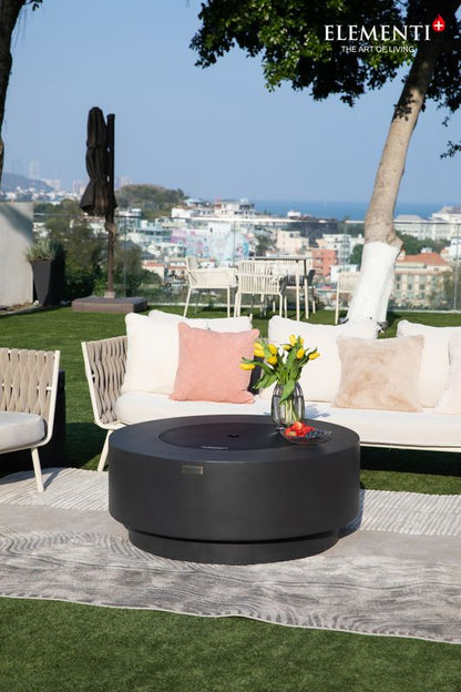 Elementi Plus Nimes 41" Round Dark Grey Concrete Liquid Propane Fire Table