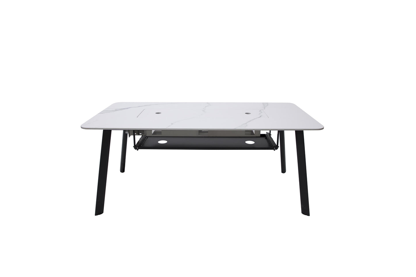 Elementi Plus Oslo 35" Bianco White Marble Porcelain Liquid Propane Dining Table