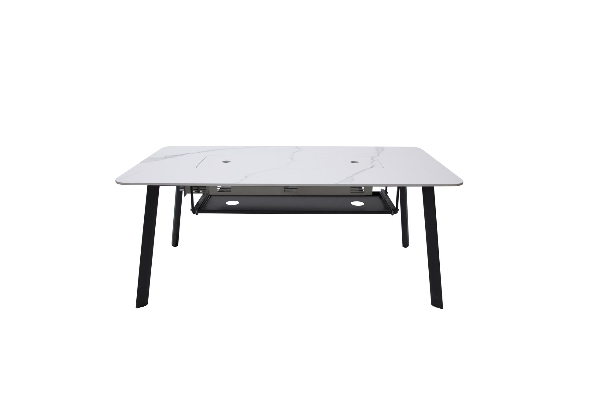 Elementi Plus Oslo 35" Bianco White Marble Porcelain Liquid Propane Dining Table