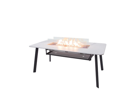 Elementi Plus Oslo 35" Bianco White Marble Porcelain Liquid Propane Dining Table