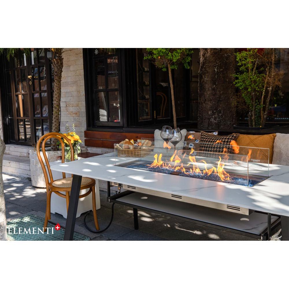 Elementi Plus Oslo 35" Bianco White Marble Porcelain Natural Gas Dining Table