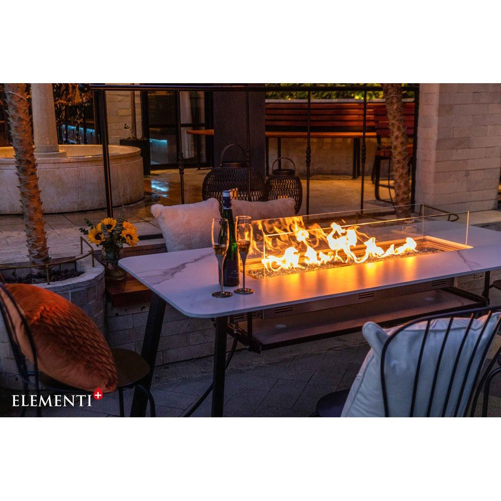 Elementi Plus Oslo 35" Bianco White Marble Porcelain Natural Gas Dining Table