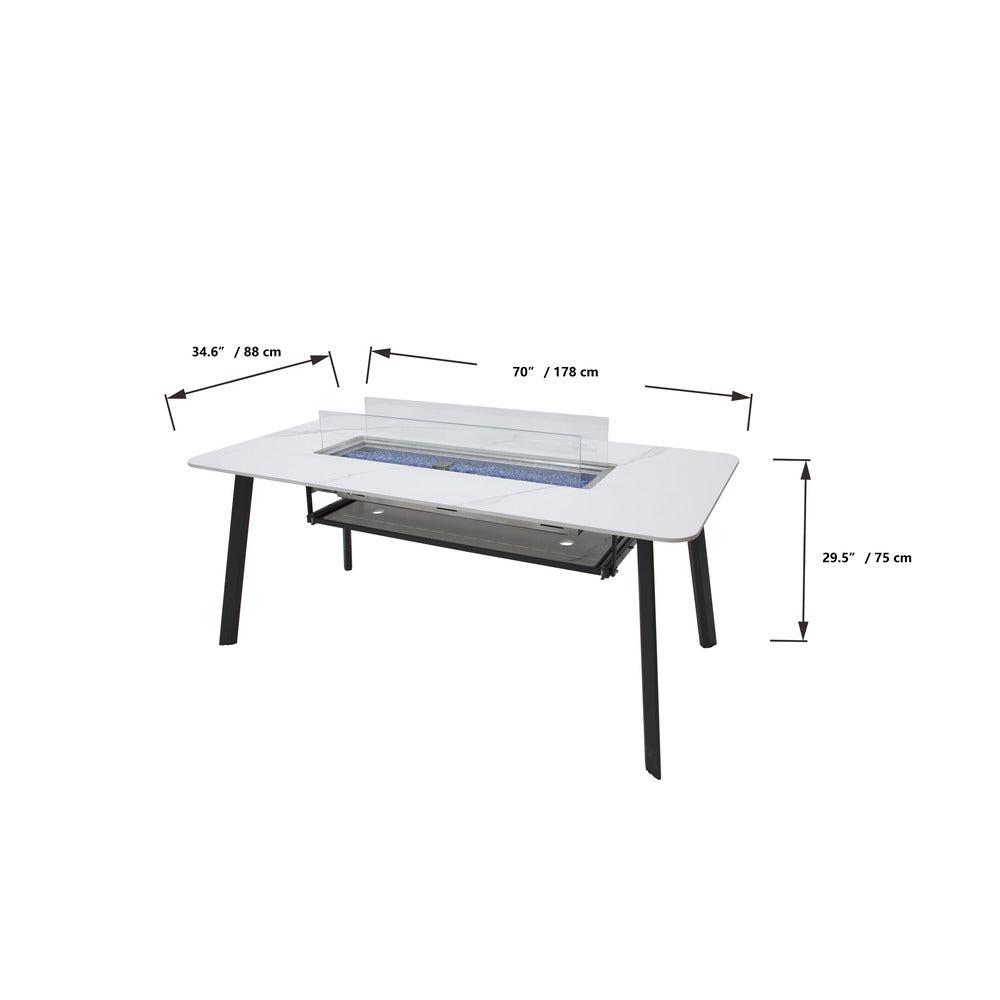 Elementi Plus Oslo 35" Bianco White Marble Porcelain Natural Gas Dining Table