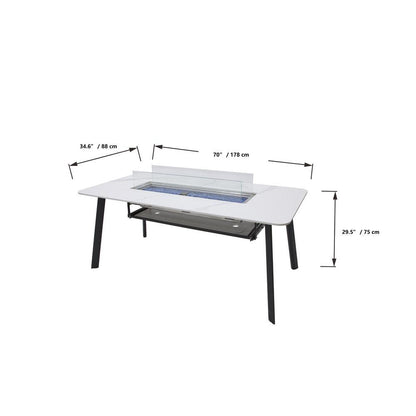 Elementi Plus Oslo 35" Bianco White Marble Porcelain Natural Gas Dining Table