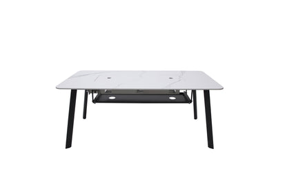 Elementi Plus Oslo 35" Bianco White Marble Porcelain Natural Gas Dining Table