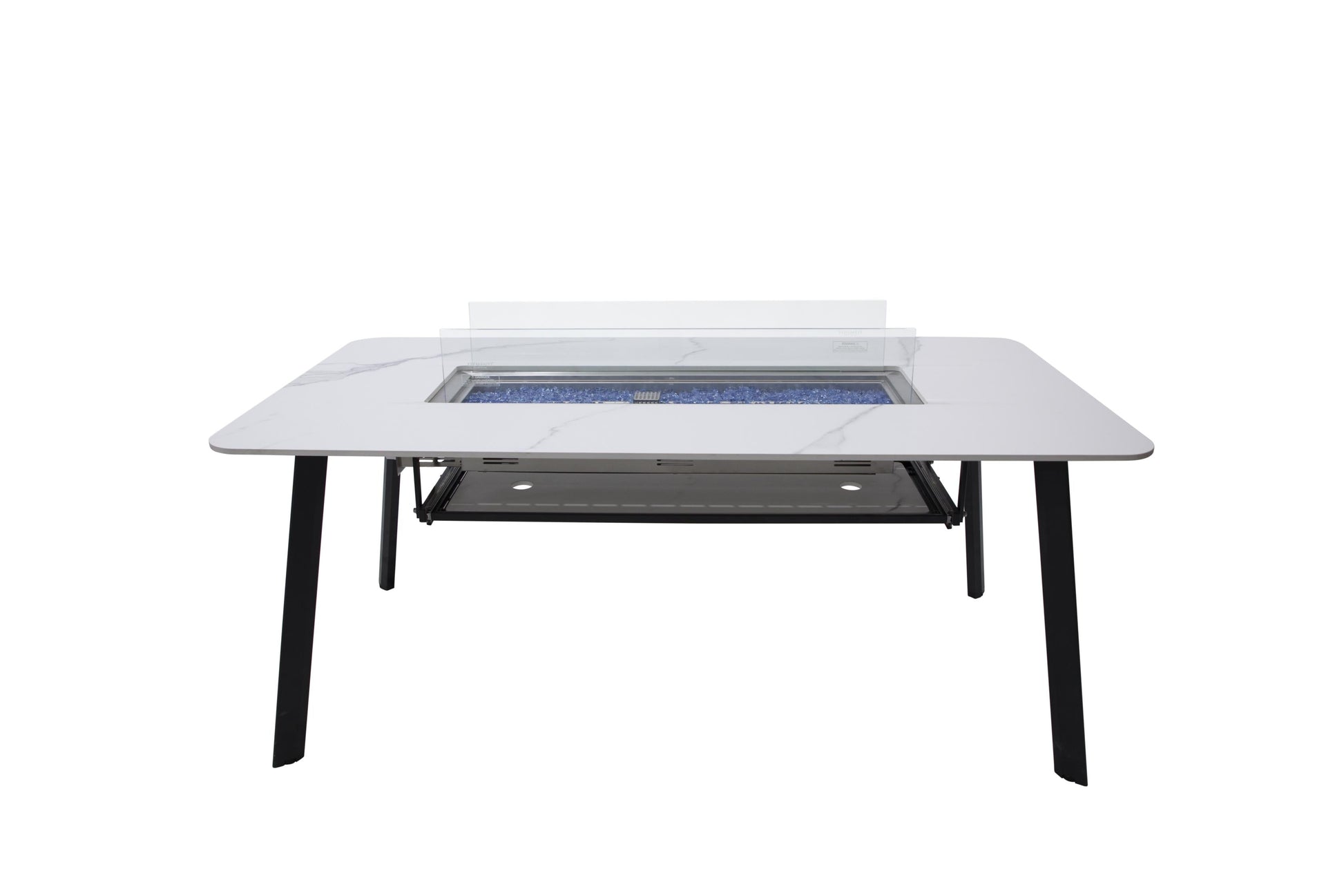 Elementi Plus Oslo 35" Bianco White Marble Porcelain Natural Gas Dining Table