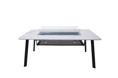 Elementi Plus Oslo 35" Bianco White Marble Porcelain Natural Gas Dining Table
