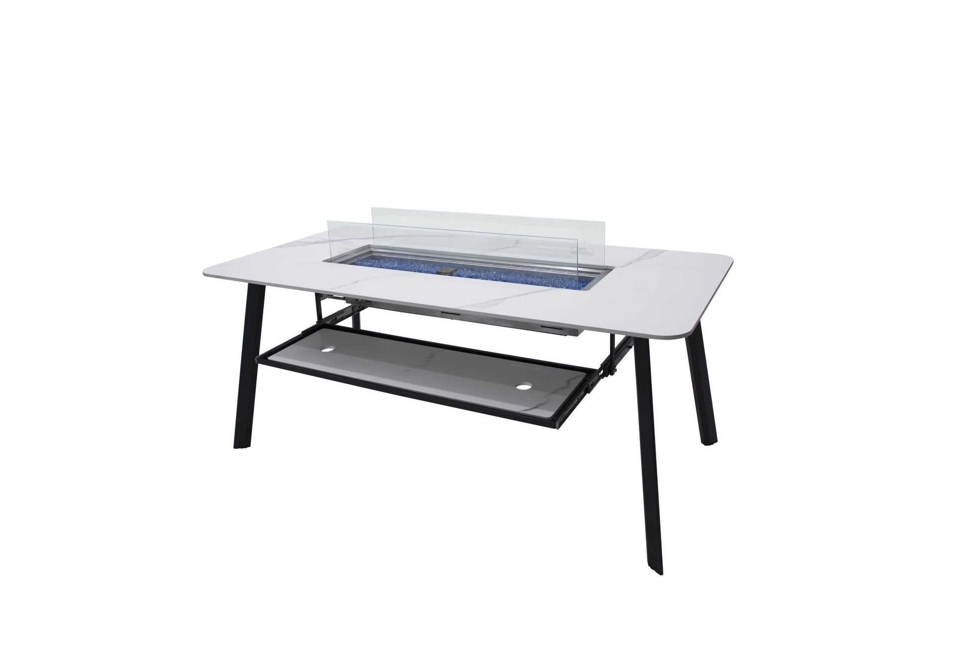 Elementi Plus Oslo 35" Bianco White Marble Porcelain Natural Gas Dining Table