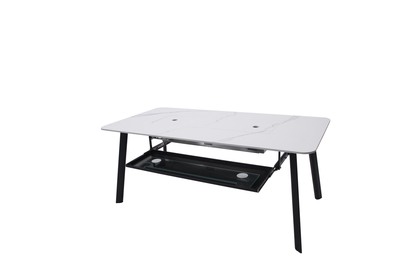 Elementi Plus Oslo 35" Bianco White Marble Porcelain Natural Gas Dining Table