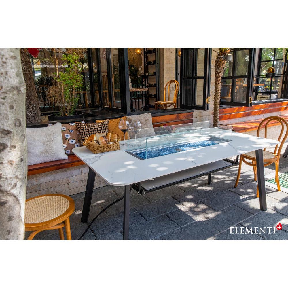 Elementi Plus Oslo 35" Bianco White Marble Porcelain Natural Gas Dining Table