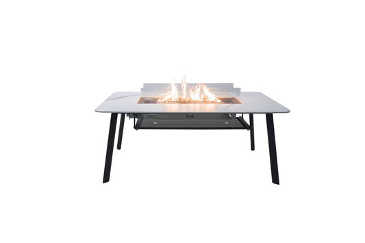 Elementi Plus Oslo 35" Bianco White Marble Porcelain Natural Gas Dining Table