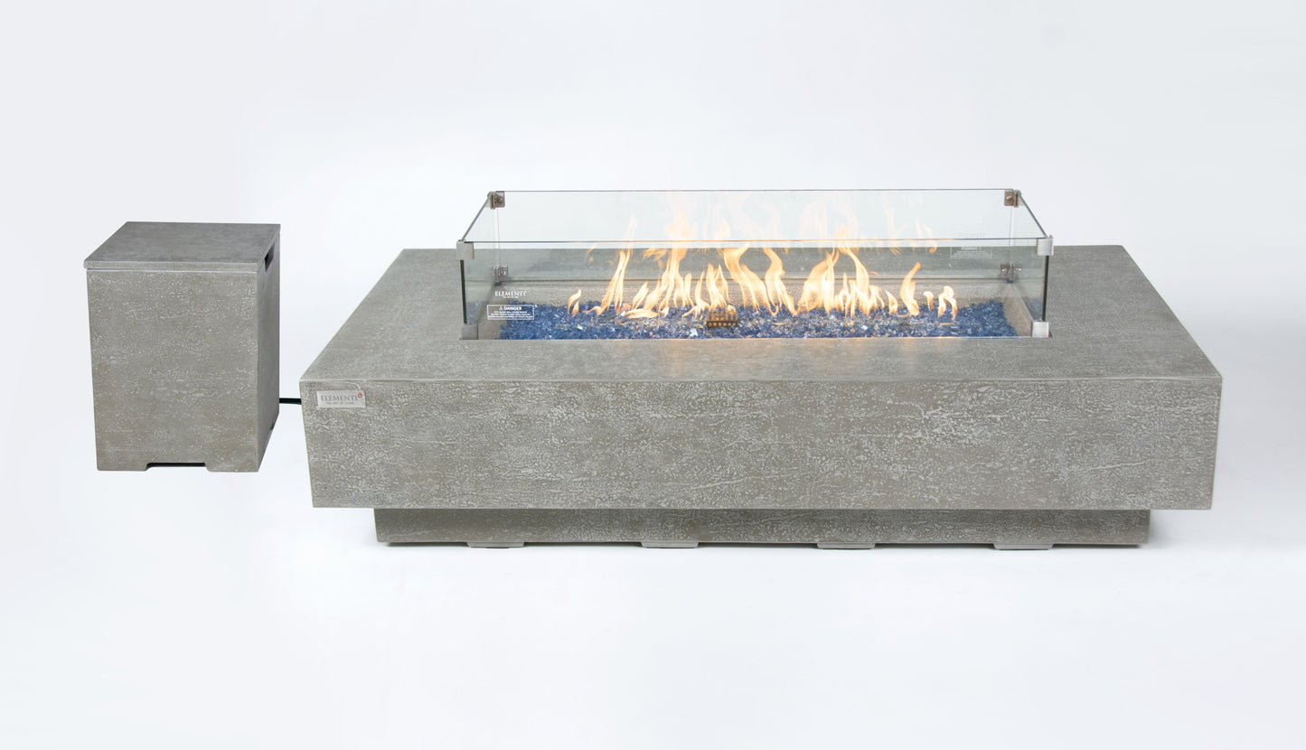 Elementi Plus Riviera 32" Rectangle Light Grey Concrete Liquid Propane Fire Table