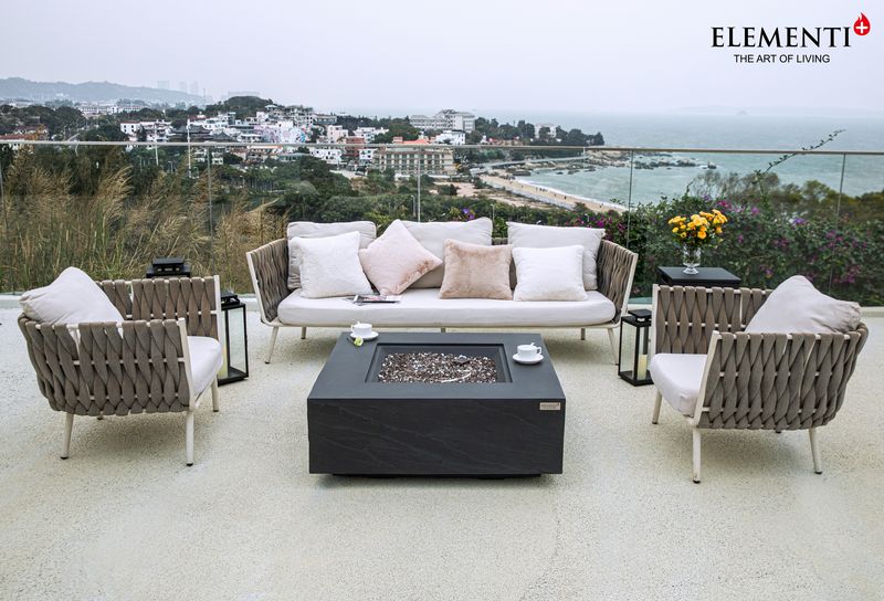 Elementi Plus Roraima 40" Square Slate Black Concrete Natural Gas Fire Table