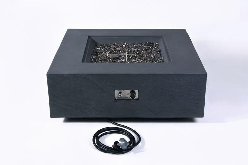 Elementi Plus Roraima 40" Square Slate Black Concrete Natural Gas Fire Table