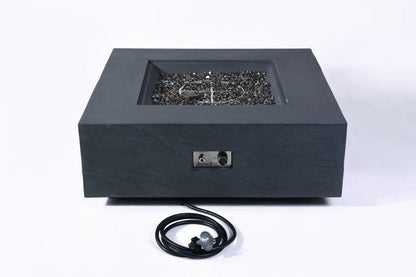 Elementi Plus Roraima 40" Square Slate Black Concrete Natural Gas Fire Table