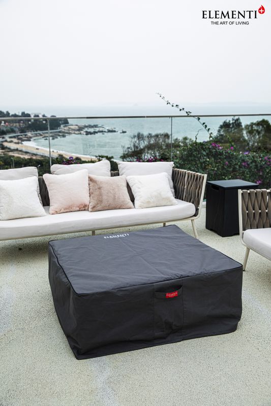 Elementi Plus Roraima 40" Square Slate Black Concrete Natural Gas Fire Table