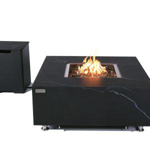 Elementi Plus Sofia 39" Bulgaria Black Marble Porcelain Fire Table