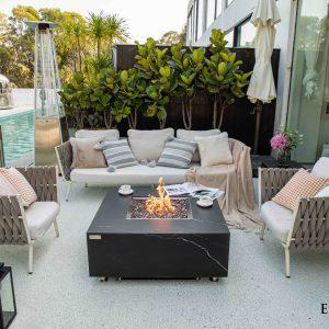 Elementi Plus Sofia 39" Bulgaria Black Marble Porcelain Fire Table