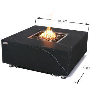 Elementi Plus Sofia 39" Bulgaria Black Marble Porcelain Fire Table