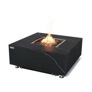 Elementi Plus Sofia 39" Square Bulgaria Black Marble Porcelain Liquid Propane Fire Table