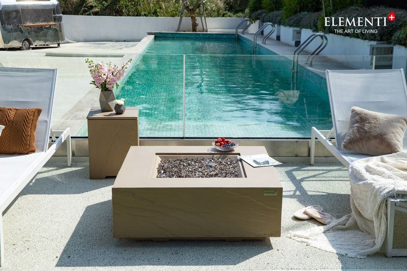Elementi Plus Uluru 40" Square Sunlight Yellow Concrete Liquid Propane Fire Table