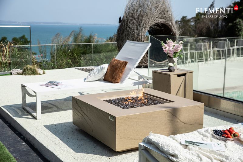 Elementi Plus Uluru 40" Square Sunlight Yellow Concrete Liquid Propane Fire Table