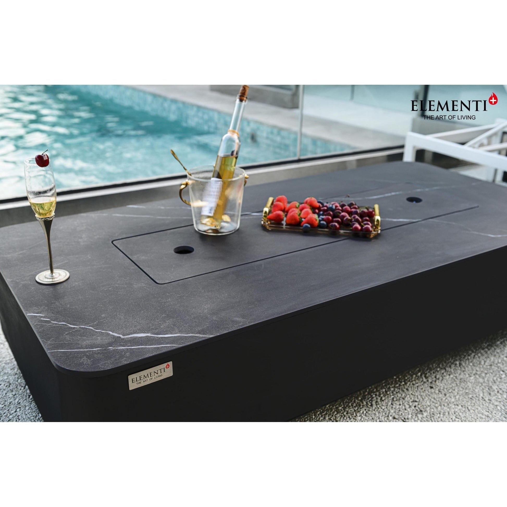 Elementi Plus Valencia 30" Bulgaria Black Liquid Propane Marble Porcelain Fire Table