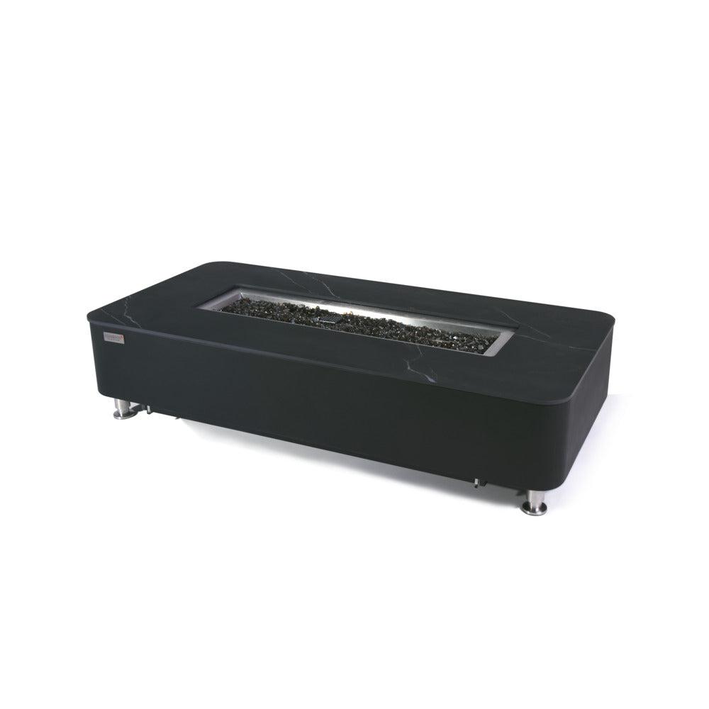 Elementi Plus Valencia 30" Bulgaria Black Natural Gas Marble Porcelain Fire Table