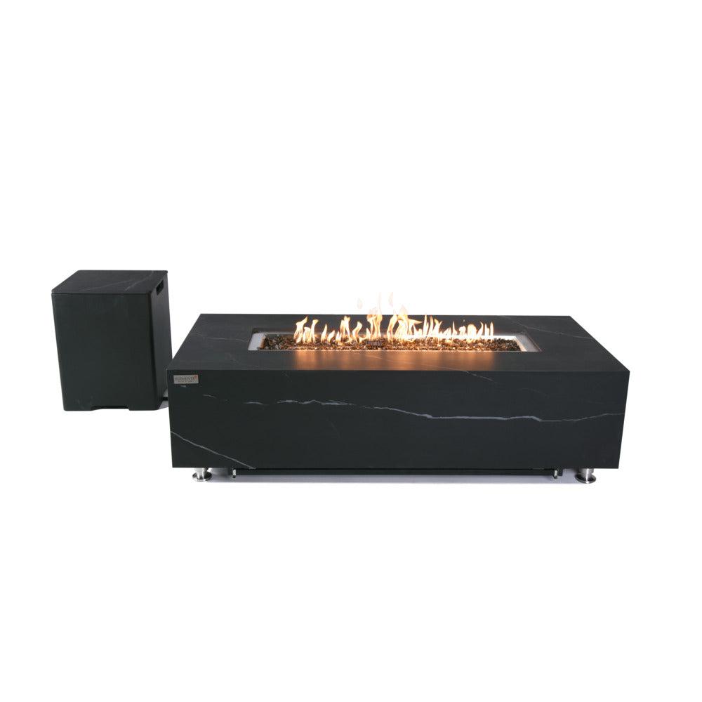 Elementi Plus Varna 28" Rectangle Bulgaria Black Marble Porcelain Liquid Propane Fire Table