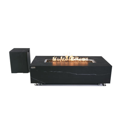 Elementi Plus Varna 28" Rectangle Bulgaria Black Marble Porcelain Liquid Propane Fire Table