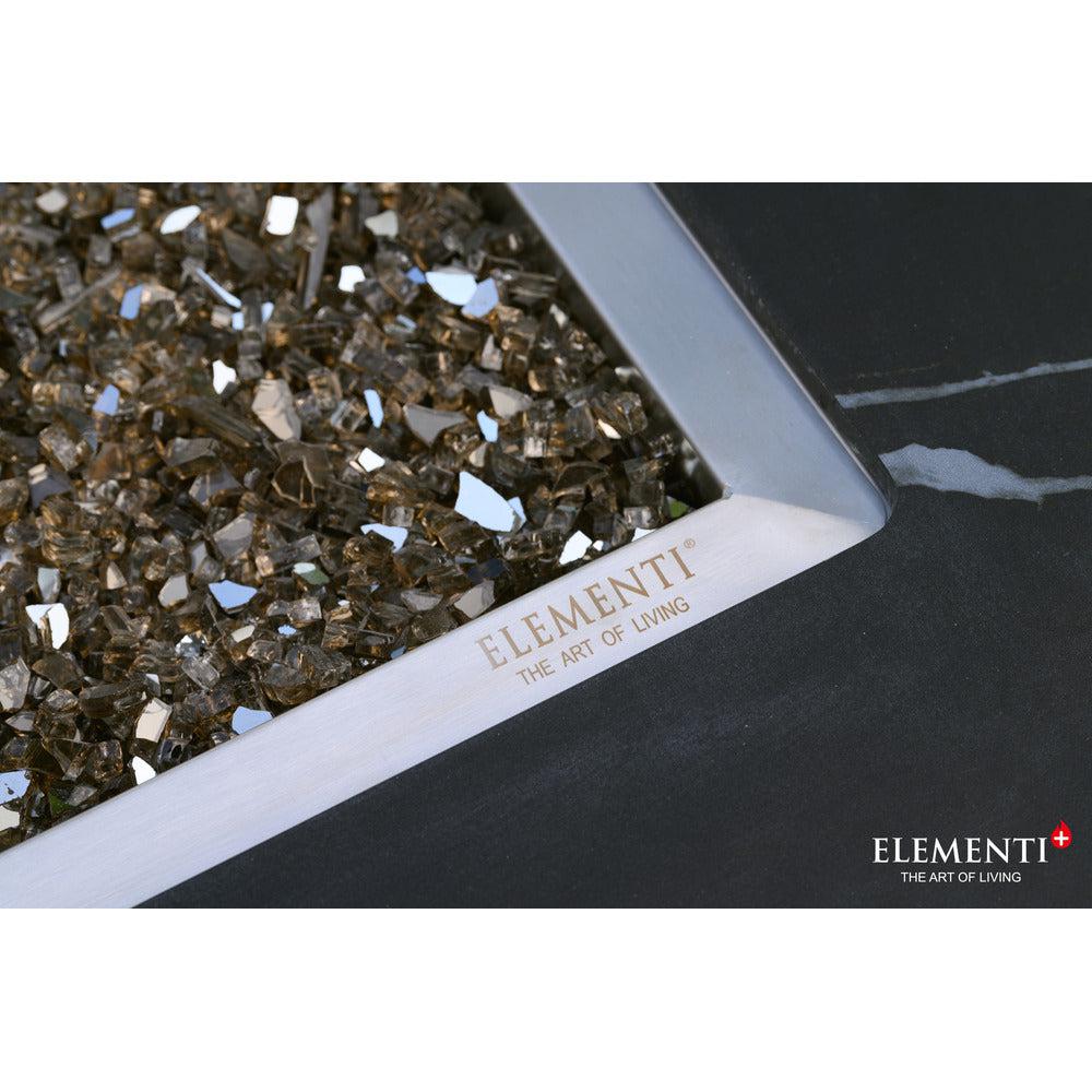 Elementi Plus Varna 28" Rectangle Bulgaria Black Marble Porcelain Liquid Propane Fire Table
