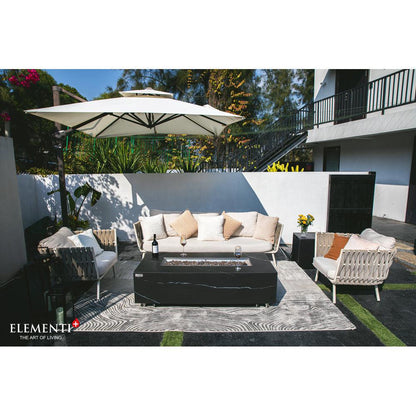 Elementi Plus Varna 28" Rectangle Bulgaria Black Marble Porcelain Liquid Propane Fire Table
