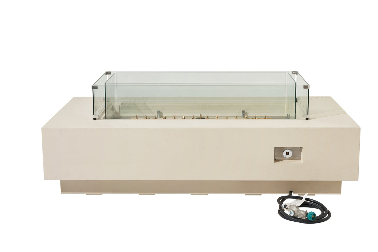 Elementi Ravello 72" Rectangle Frosted Cream White Concrete Natural Gas Fire Pit
