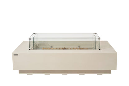 Elementi Ravello 72" Rectangle Frosted Cream White Concrete Natural Gas Fire Pit